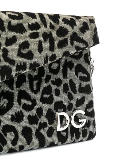 Shop Dolce & Gabbana Leopard Print Clutch - Metallic