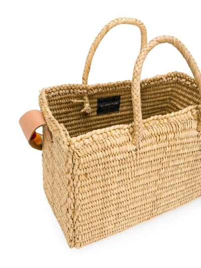 Shop Nannacay Pom Pom Strap Basket Bag In Neutrals
