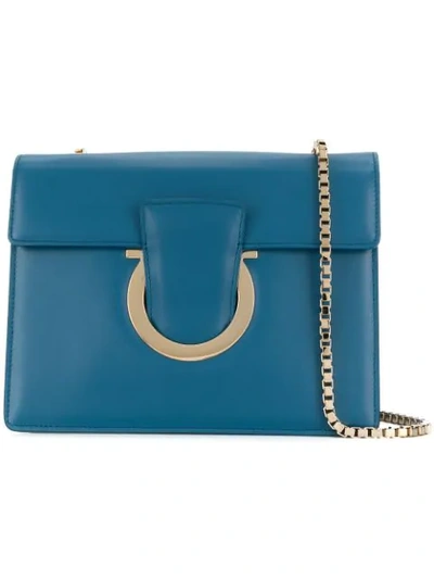 Shop Ferragamo Thalia Shoulder Bag In Blue