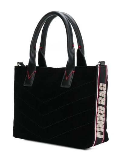 Shop Pinko Small Velvet Shopping Bag - Black