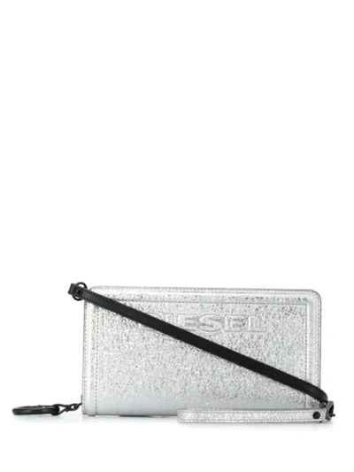 Shop Diesel Wallet-on-chain Shoulder Bag In Silver