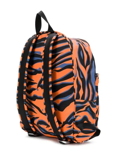 Shop Kenzo Tiger Print Logo Backpack In Orange