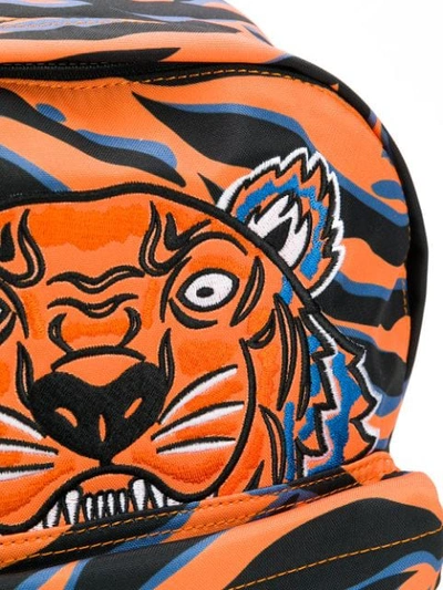 Shop Kenzo Tiger Print Logo Backpack In Orange