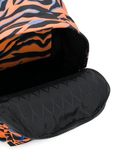 Shop Kenzo Tiger Print Logo Backpack In Orange