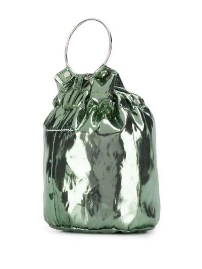 Shop Mm6 Maison Margiela Mini Drawstring Bucket Bag In Green
