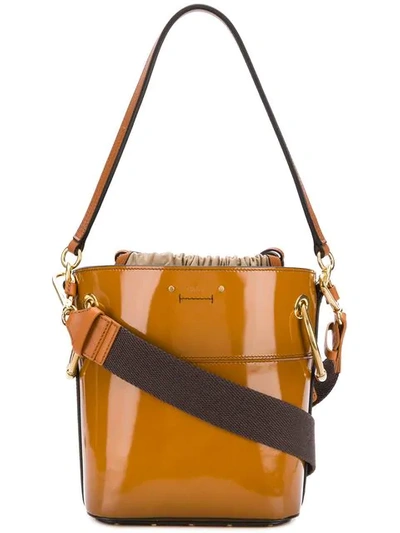 Shop Chloé Roy Bucket Bag In Brown