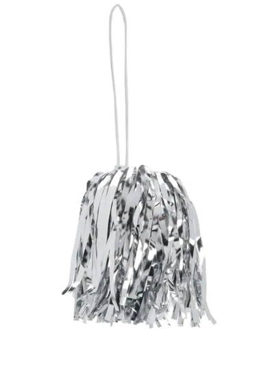 Shop Off-white Fringed Bucket Bag In Silver