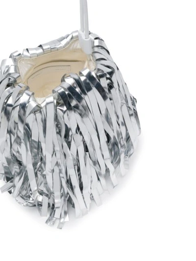 Shop Off-white Fringed Bucket Bag In Silver