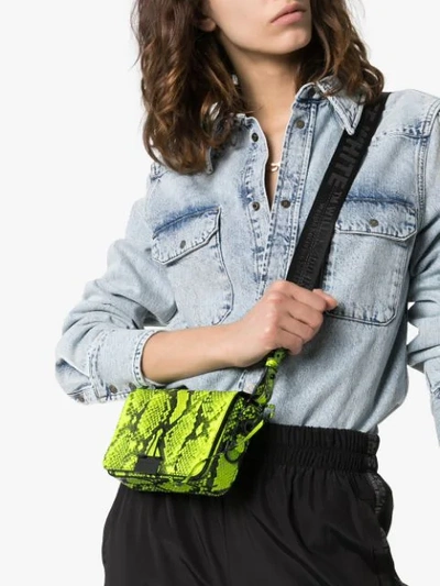 Shop Off-white Green Python Print Mini Bag In Yellow