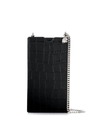 Shop Alexander Mcqueen Crocodile-effect Phone Wallet In Black