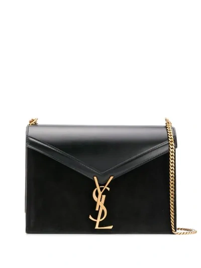 Shop Saint Laurent Cassandra Monogram Logo Shoulder Bag In Black