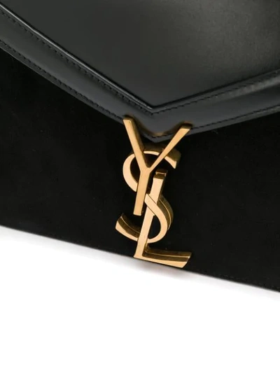 Shop Saint Laurent Cassandra Monogram Logo Shoulder Bag In Black