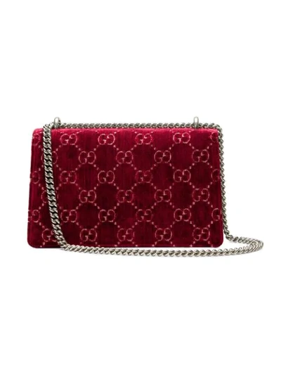 Shop Gucci Red Dionysus Large Logo Embossed Velvet Shoulder Bag