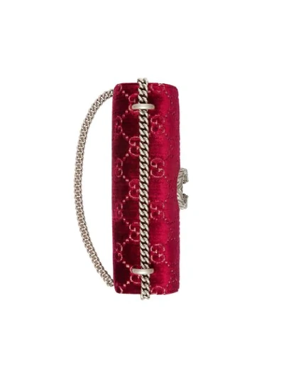 Shop Gucci Red Dionysus Large Logo Embossed Velvet Shoulder Bag