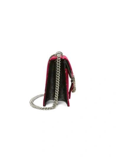 Shop Gucci Red Dionysus Large Logo Embossed Velvet Shoulder Bag