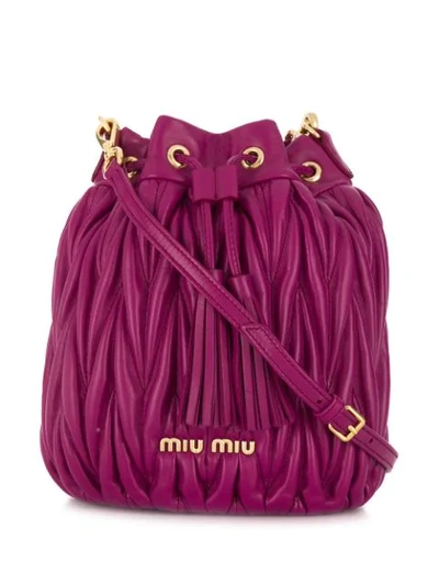 Shop Miu Miu Matelassé Bucket Bag In F0592 Dalia