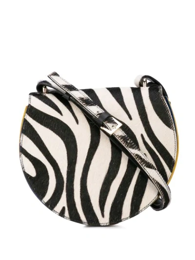 Shop Sara Battaglia Zebra Print Cross Body Bag In Bianco/nero