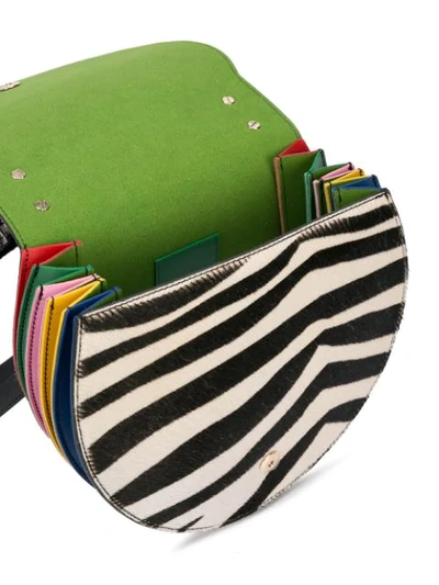 Shop Sara Battaglia Zebra Print Cross Body Bag In Bianco/nero
