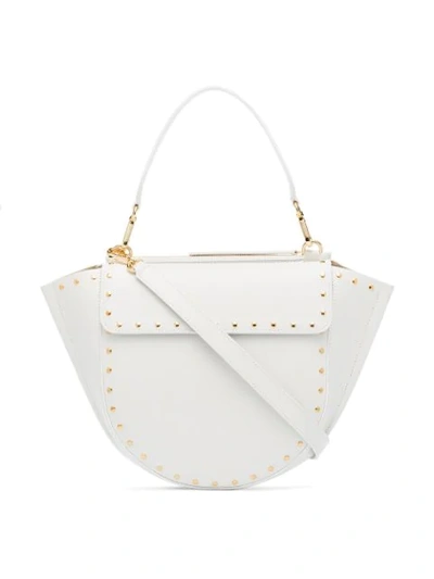 Shop Wandler White Hortensia Medium Leather Shoulder Bag