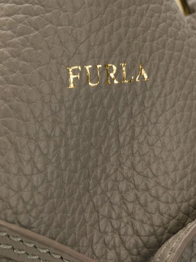 Shop Furla Stacy Bucket Bag In Grey