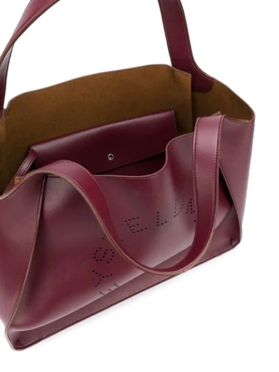 Shop Stella Mccartney Perforated Logo Tote In 6402 Wine