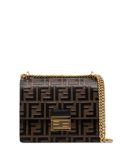 fendi ff leather shoulder bag