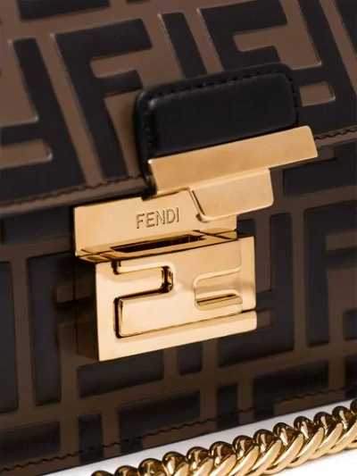 Shop Fendi Small Kan U Ff Pattern Shoulder Bag In Black
