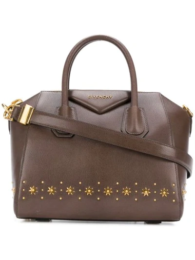 Shop Givenchy Sun Studded Small Antigona Bag - Grey