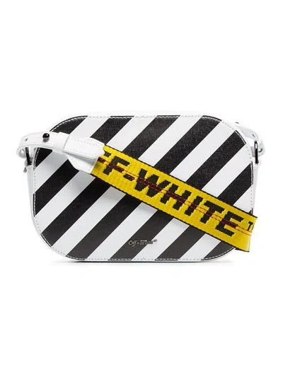 Shop Off-white Black And White Diagonal Stripe Leather Camera Bag