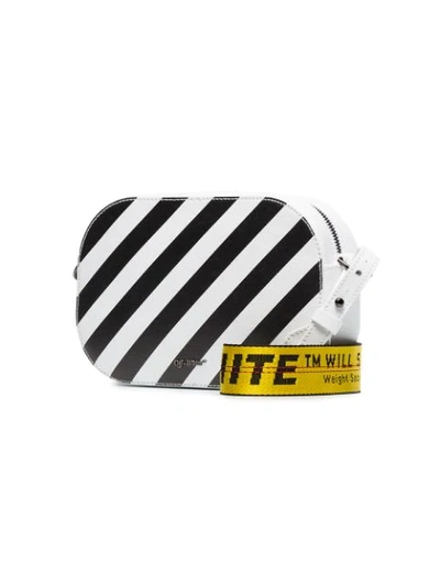 Shop Off-white Black And White Diagonal Stripe Leather Camera Bag