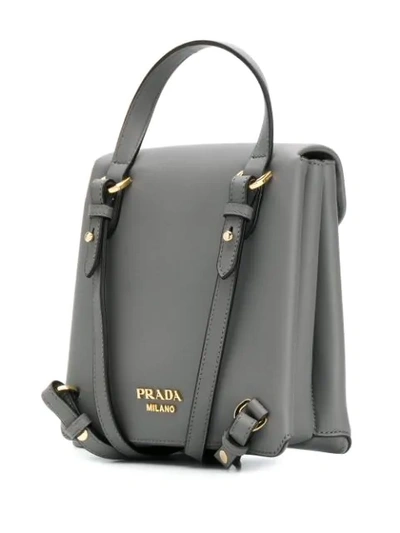 Shop Prada Logo Plaque Mini Backpack In Grey