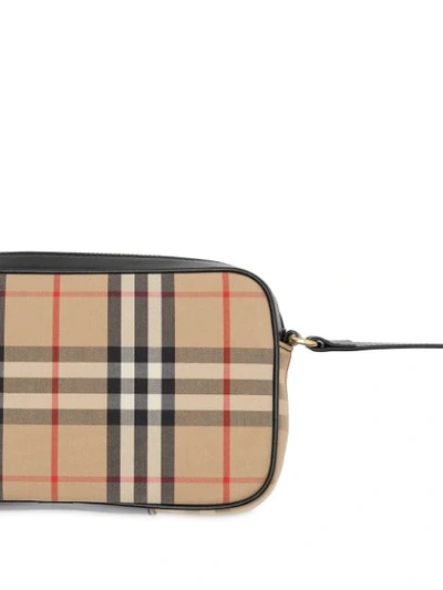 Shop Burberry Small Vintage Check And Leather Camera Bag In Neutrals