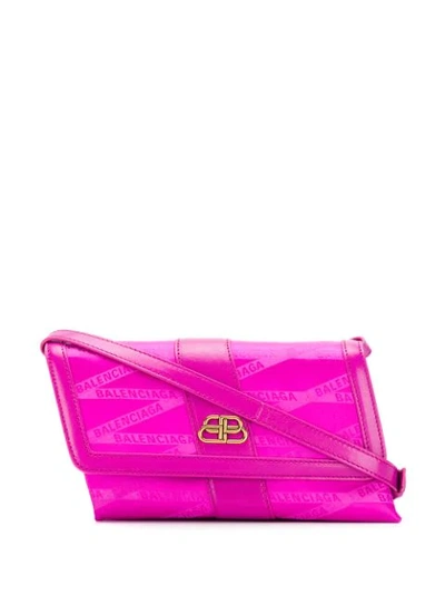 Shop Balenciaga Shift Monogram Shoulder Bag In Pink