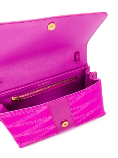 Shop Balenciaga Shift Monogram Shoulder Bag In Pink