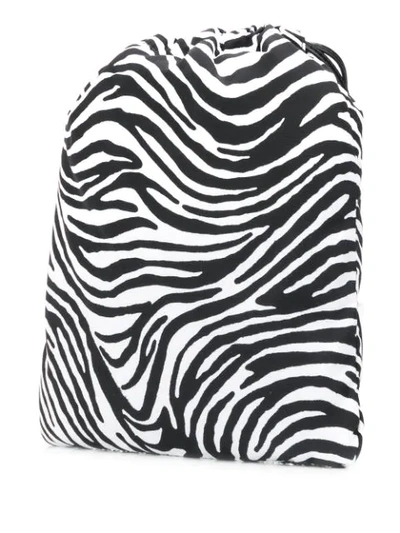 Shop Miu Miu Zebra Print Drawstring Tote Bag In White