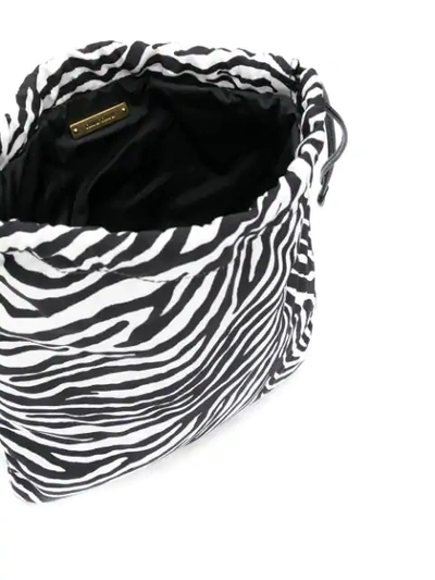 Shop Miu Miu Zebra Print Drawstring Tote Bag In White