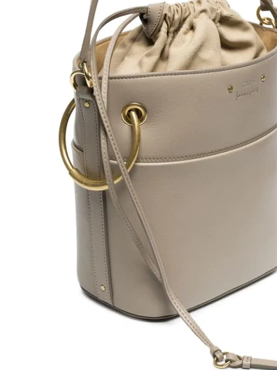 Shop Chloé Grey Roy Small Leather Bucket Bag In Neutrals
