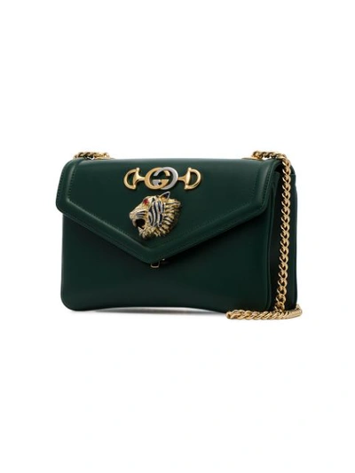 Shop Gucci Tiger Head Crossbody Bag In Green