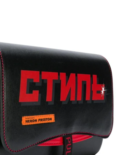Shop Heron Preston Printed 'ctnmb' Shoulder Bag In Black