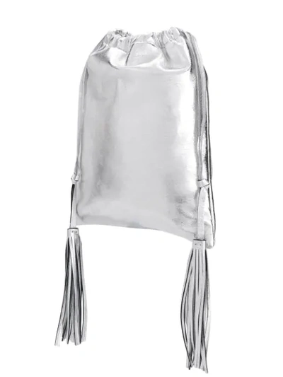 Shop Attico Tassel Drawstring Bag In Metallic