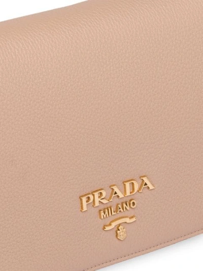 Shop Prada Logo Shoulder Bag In Neutrals