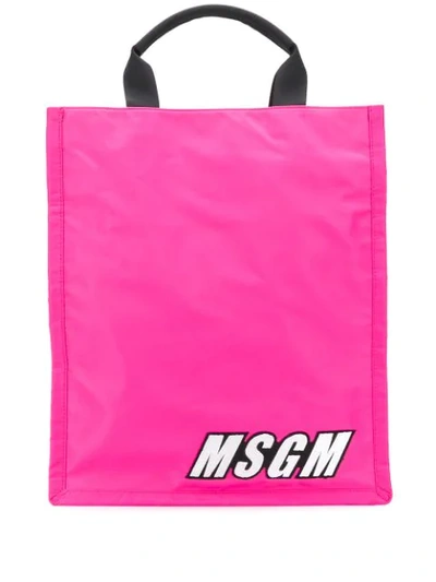 Shop Msgm Large Logo Tote In Pink