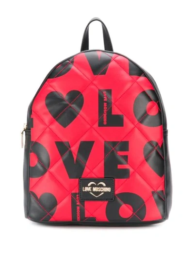 Shop Love Moschino Gesteppter Rucksack Mit Logo-print In 50a Mix Rosso Nero
