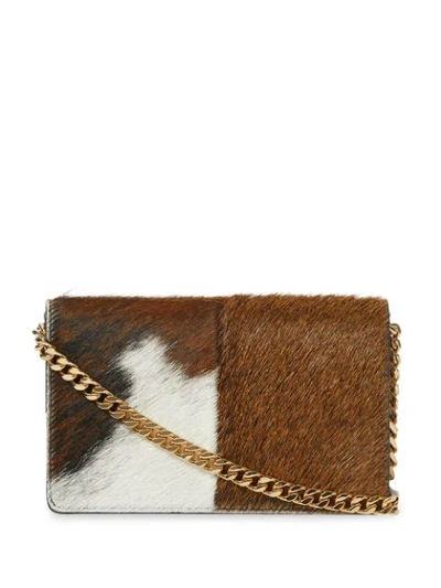 Shop Burberry Mini Calf Hair And Leather Shoulder Bag In Brown