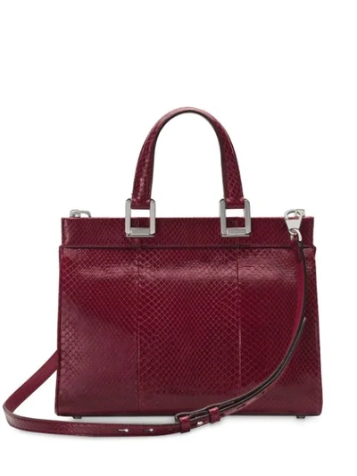 Shop Gucci Zumi Snakeskin Small Top Handle Bag In Red