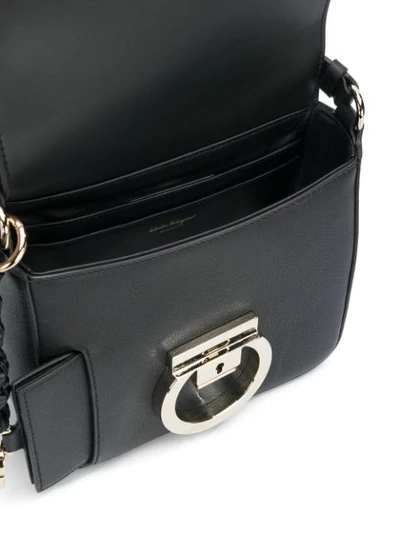Shop Ferragamo Gancini Flap Bag In Black