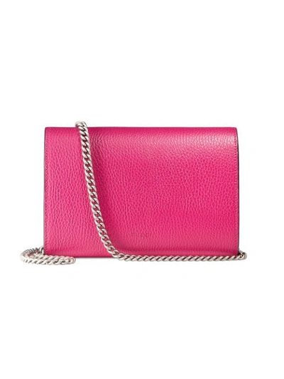 Shop Gucci Dionysus Leather Mini Chain Bag - Pink