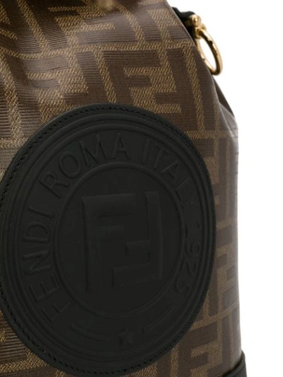 Shop Fendi Black And Brown Mon Tresor Canvas And Leather Bucket Bag