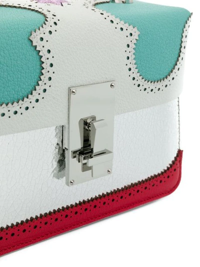 Shop The Volon Brogue Detail Contrast Panel Handbag In Metallic