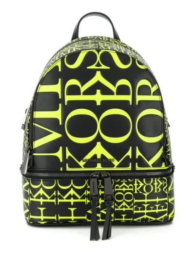 Michael Michael Kors Rhea Medium Newsprint Backpack In Black